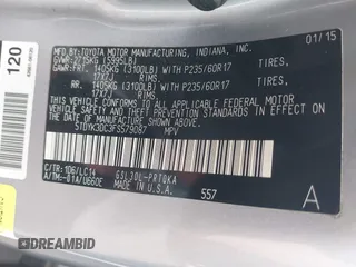 2015 Toyota Sienna XLE с VIN 5TDYK3DC3FS579087, выставлен на аукционе IAAI как лот 42456365 с пробегом 127 350 миль миль и . История ставок и продаж доступна на DreamBid. Изображение 9.