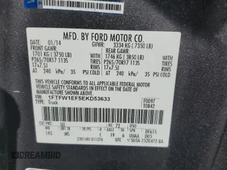 2014 Ford F-150 XL с VIN 1FTFW1EF5EKD53633, выставлен на аукционе Copart как лот 62873425 с пробегом 133 661 миль миль и Списание • Salvage title. История ставок и продаж доступна на DreamBid. Изображение 13.