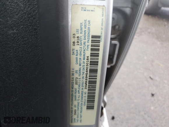 2004 Volkswagen Jetta GL z VIN 3VWRK69M54M030184, wystawiony jako Copart lot #77764124 z przebiegiem 97 634 mil mil oraz Szkoda całkowita • Salvage title. Historia ofert i sprzedaży dostępna na DreamBid. Obrazek 12.