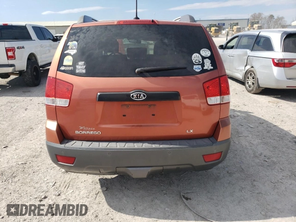 2009 Kia Borrego EX with VIN KNDJH741995016934, listed as a Copart auction lot 50734285 with 190,800 mi miles and Salvage Title. Bid and sale history available at DreamBid. Image 6.