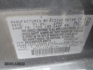 2024 Nissan Versa S с VIN 3N1CN8DVXRL895275, выставлен на аукционе IAAI как лот 42161114 с пробегом 16 140 миль миль и . История ставок и продаж доступна на DreamBid. Изображение 9.