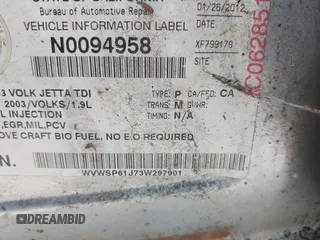 2003 Volkswagen Jetta с VIN WVWSP61J73W297901, выставлен на аукционе IAAI как лот 42101143 с пробегом Не указан миль и . История ставок и продаж доступна на DreamBid. Изображение 9.