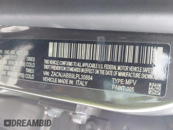 2020 Jeep Renegade Latitude with VIN ZACNJABB9LPL30884, listed as a IAAI auction lot 41690598 with 103,714 mi miles and . Bid and sale history available at DreamBid. Image 9.