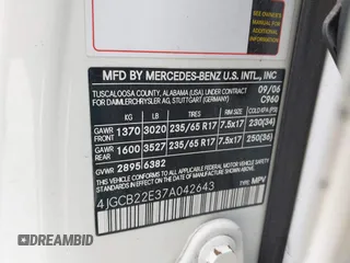 2007 Mercedes-Benz R 3.0L with VIN 4JGCB22E37A042643, listed as a IAAI auction lot 42377641 with 170,415 mi miles and . Bid and sale history available at DreamBid. Image 9.