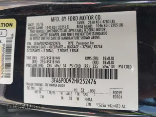 2017 Ford Fusion Titanium with VIN 3FA6P0D92HR252476, listed as a IAAI auction lot 40176942 with 88,818 mi miles and . Bid and sale history available at DreamBid. Image 9.