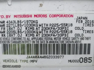 2016 Mitsubishi Outlander Sport 2.4 SEL with VIN JA4AR4AW8GZ033977, listed as a IAAI auction lot 40816210 with 102,249 mi miles. Bid and sale history available at carsss.com. Image 9.