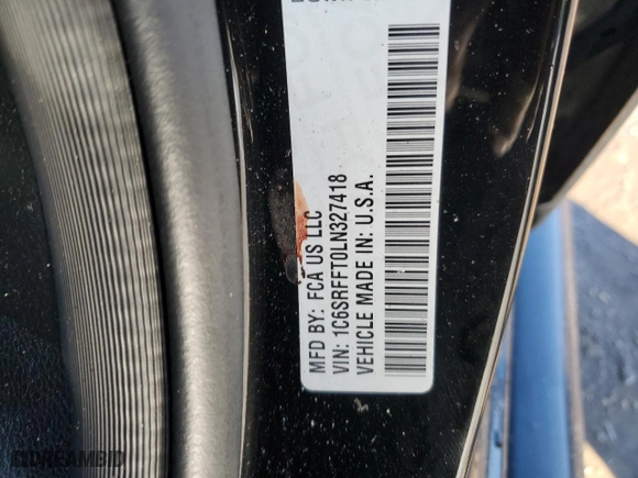 2020 Ram 1500 Big Horn with VIN 1C6SRFFT0LN327418, listed as a Copart auction lot 82751893 with 89,211 mi miles and Clean Title. Bid and sale history available at carsss.com. Image 12.
