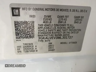 2021 GMC Terrain SLT with VIN 3GKALVEV3ML301727, listed as a IAAI auction lot 41669332 with 90,878 mi miles and . Bid and sale history available at carsss.com. Image 9.