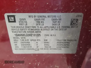 2017 GMC Acadia Denali z VIN 1GKKNXLS3HZ131225, wystawiony jako Copart lot #57802625 z przebiegiem Nie podano mil oraz Szkoda całkowita • Salvage title. Historia ofert i sprzedaży dostępna na DreamBid. Obrazek 12.