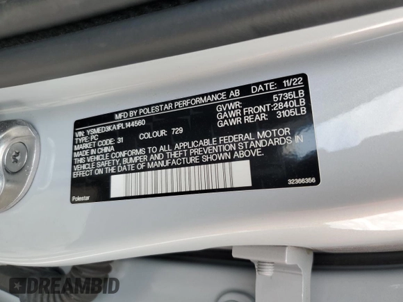 2023 Polestar 2 z VIN YSMED3KA1PL144560, wystawiony jako Copart lot #77189294 z przebiegiem 34 504 mil mil oraz Czysty tytuł • Clean title. Historia ofert i sprzedaży dostępna na DreamBid. Obrazek 12.