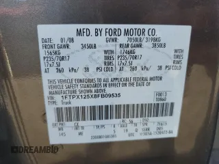 2008 Ford F-150 XLT with VIN 1FTPX125X8FB09535, listed as a Copart auction lot 45958875 with 224,833 mi miles and Salvage Title. Bid and sale history available at carsss.com. Image 12.