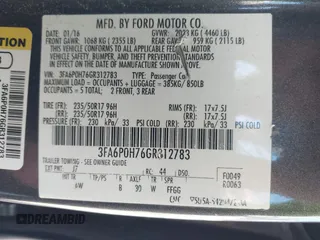 2016 Ford Fusion SE with VIN 3FA6P0H76GR312783, listed as a IAAI auction lot 42049628 with 217,005 mi miles. Bid and sale history available at carsss.com. Image 9.