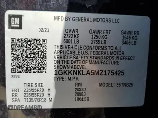 2021 GMC Acadia SLE z VIN 1GKKNKLA5MZ175425, wystawiony jako Copart lot #53749235 z przebiegiem 94 105 mil mil oraz Szkoda całkowita • Salvage title. Historia ofert i sprzedaży dostępna na DreamBid. Obrazek 13.