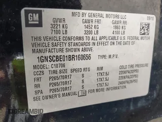 2011 Chevrolet Tahoe LT z VIN 1GNSCBE01BR160656, wystawiony jako IAAI lot #41822149 z przebiegiem 248 195 mil mil oraz . Historia ofert i sprzedaży dostępna na DreamBid. Obrazek 8.