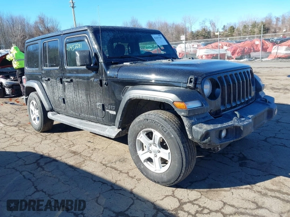 2021 Jeep Wrangler Unlimited Sport Altitude with VIN 1C4HJXDG8MW814044, listed as a IAAI auction lot 41437281 with 54,293 mi miles and . Bid and sale history available at DreamBid. Image 1.