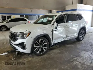 2024 Volkswagen Atlas SEL Premium R-Line with VIN 1V2FR2CA5RC560610, listed as a Copart auction lot 55351535 with 18,105 mi miles and Salvage title. Bid and sale history available at DreamBid. Image 1.