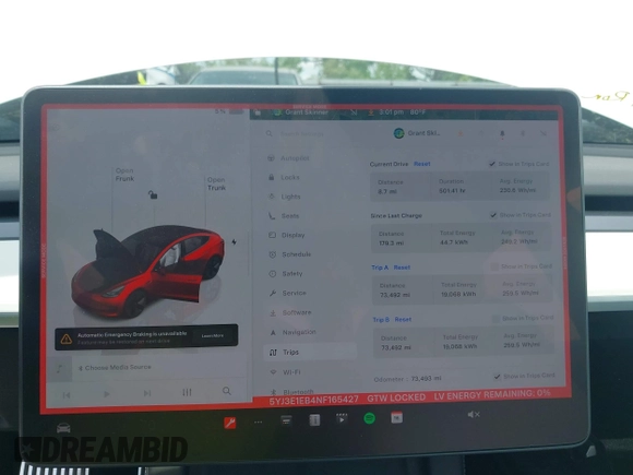 2022 Tesla Model 3 Long Range z VIN 5YJ3E1EB4NF165427, wystawiony jako IAAI lot #42290413 z przebiegiem 73 493 mil mil oraz . Historia ofert i sprzedaży dostępna na DreamBid. Obrazek 7.