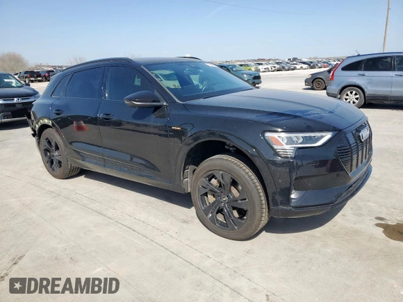 2022 Audi e-tron Premium with VIN WA1AAAGE7NB027856, listed as a Copart auction lot 49494955 with 53,947 mi miles and Salvage Title. Bid and sale history available at DreamBid. Image 4.