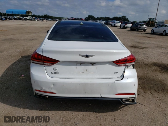 2017 Genesis G80 3.8L with VIN KMHGN4JEXHU176071, listed as a Copart auction lot 71457984 with 97,256 mi miles and Salvage Title. Bid and sale history available at carsss.com. Image 6.