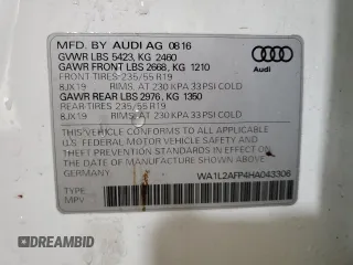 2017 Audi Q5 Premium Plus z VIN WA1L2AFP4HA043306, wystawiony jako Copart lot #42950545 z przebiegiem 66 692 mil mil oraz Szkoda całkowita • Salvage title. Historia ofert i sprzedaży dostępna na DreamBid. Obrazek 13.