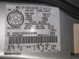 2002 Ford Explorer XLS with VIN 1FMZU72E92UC07085, listed as a IAAI auction lot 41726199 with 173,386 mi miles and . Bid and sale history available at DreamBid. Image 9.
