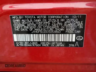 2012 Lexus IS 250 with VIN JTHCF5C20C5053860, listed as a Copart auction lot 58081105 with 114,564 mi miles and Salvage title. Bid and sale history available at DreamBid. Image 12.