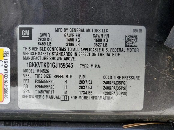 2016 GMC Acadia Denali with VIN 1GKKVTKD1GJ159646, listed as a Copart auction lot 53899755 with 222,154 mi miles and Clean Title. Bid and sale history available at carsss.com. Image 13.