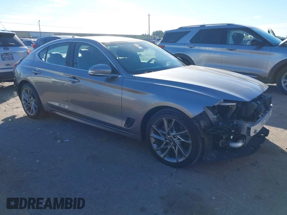 2022 Genesis G70 2.0T with VIN KMTG34TA9NU093023, listed as a IAAI auction lot 40989282 with 50,036 mi miles. Bid and sale history available at carsss.com. Image 1.