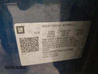 2019 Chevrolet Malibu LS with VIN 1G1ZB5ST5KF127289, listed as a IAAI auction lot 42080870 with 57,167 mi miles and . Bid and sale history available at DreamBid. Image 9.
