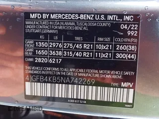 2022 Mercedes-Benz GLE 350 с VIN 4JGFB4KB5NA742269, выставлен на аукционе IAAI как лот 41653576 с пробегом 59 405 миль миль и . История ставок и продаж доступна на DreamBid. Изображение 9.