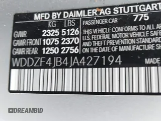 2018 Mercedes-Benz E 300 with VIN WDDZF4JB4JA427194, listed as a IAAI auction lot 42610082 with Not provided miles and . Bid and sale history available at DreamBid. Image 9.