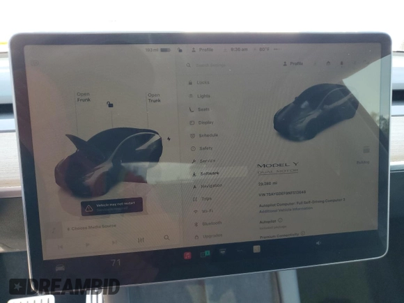 2022 Tesla Model Y Performance with VIN 7SAYGDEF9NF513648, listed as a Copart auction lot 55156475 with 29,280 mi miles and Non Repairable. Bid and sale history available at DreamBid. Image 9.