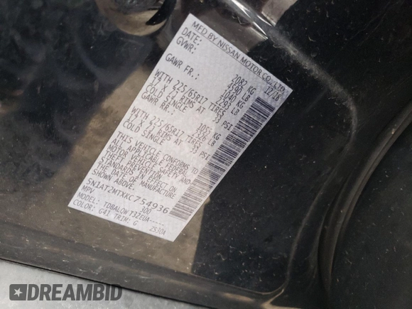 2019 Nissan Rogue SL with VIN 5N1AT2MTXKC754936, listed as a Copart auction lot 42727475 with 83,469 mi miles and Salvage Title. Bid and sale history available at DreamBid. Image 12.
