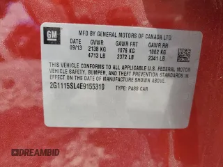 2014 Chevrolet Impala LT z VIN 2G1115SL4E9155310, wystawiony jako Copart lot #59395025 z przebiegiem 115 381 mil mil oraz Szkoda całkowita • Salvage title. Historia ofert i sprzedaży dostępna na DreamBid. Obrazek 12.