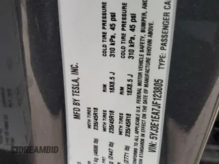 2018 Tesla Model 3 Long Range Battery z VIN 5YJ3E1EA7JF123805, wystawiony jako Copart lot #56034325 z przebiegiem 90 249 mil mil oraz Szkoda całkowita • Salvage title. Historia ofert i sprzedaży dostępna na DreamBid. Obrazek 12.