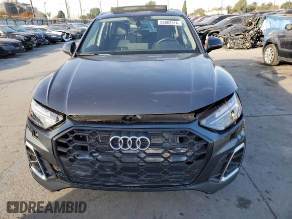 2023 Audi Q5 Premium with VIN WA1ABAFYXP2032836, listed as a Copart auction lot 82863914 with 0 mi miles and Clean Title. Bid and sale history available at carsss.com. Image 5.