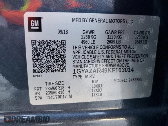 2019 Cadillac XT4 FWD Luxury z VIN 1GYAZAR49KF103014, wystawiony jako Copart lot #46892155 z przebiegiem 27 915 mil mil oraz Szkoda całkowita • Salvage title. Historia ofert i sprzedaży dostępna na DreamBid. Obrazek 12.