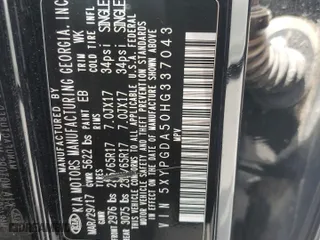 2017 Kia Sorento LX V6 with VIN 5XYPGDA50HG337043, listed as a Copart auction lot 54105935 with 120,539 mi miles and Clean Title. Bid and sale history available at carsss.com. Image 13.