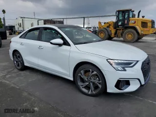 2023 Audi A3 Premium Plus with VIN WAUHUDGY6PA080545, listed as a Copart auction lot 69061353 with 3,765 mi miles. Bid and sale history available at carsss.com. Image 4.