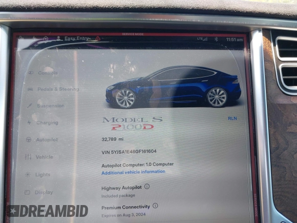 2016 Tesla Model S 90D with VIN 5YJSA1E48GF161604, listed as a IAAI auction lot 39977345 with 32,789 mi miles and . Bid and sale history available at DreamBid. Image 15.