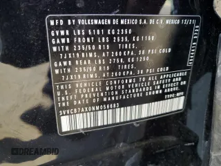 2022 Volkswagen Tiguan SE R-Line Black z VIN 3VVCB7AX0NM056683, wystawiony jako Copart lot #53490225 z przebiegiem 19 993 mil mil oraz Szkoda całkowita • Salvage title. Historia ofert i sprzedaży dostępna na DreamBid. Obrazek 15.