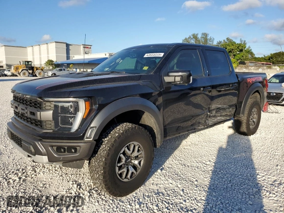 2022 Ford F-150 Raptor with VIN 1FTFW1RGXNFB95074, listed as a Copart auction lot 43933225 with 0 mi miles and Salvage Title. Bid and sale history available at carsss.com. Image 1.