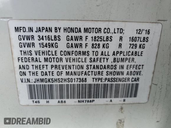 2017 Honda Fit LX with VIN JHMGK5H52HS017368, listed as a Copart auction lot 51696455 with 0 mi miles and Salvage Title. Bid and sale history available at carsss.com. Image 14.