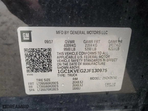 2018 Chevrolet Silverado 2500HD LT with VIN 1GC1KVEG2JF130975, listed as a Copart auction lot 44134105 with 68,105 mi miles and Salvage Title. Bid and sale history available at carsss.com. Image 14.