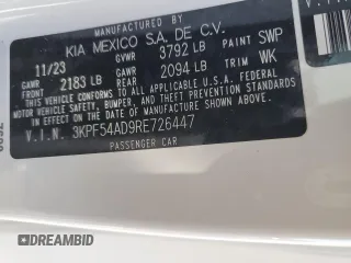 2024 Kia Forte GT-Line with VIN 3KPF54AD9RE726447, listed as a Copart auction lot 45429515 with 19,542 mi miles and Salvage Title. Bid and sale history available at carsss.com. Image 15.