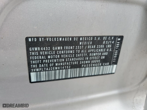 2014 Volkswagen Jetta SportWagen TDI w/Sunroof & Nav with VIN 3VWPL7AJ2EM614152, listed as a Copart auction lot 50984275 with 117,903 mi miles and Salvage Title. Bid and sale history available at carsss.com. Image 12.