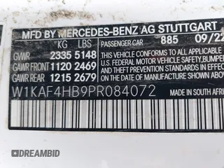 2023 Mercedes-Benz C 300 with VIN W1KAF4HB9PR084072, listed as a IAAI auction lot 41754044 with 27,496 mi miles and . Bid and sale history available at DreamBid. Image 9.