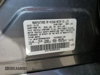 2024 Infiniti Q50 Luxe with VIN JN1EV7BP8RM600834, listed as a Copart auction lot 50489245 with 7,265 mi miles and Salvage title. Bid and sale history available at DreamBid. Image 12.
