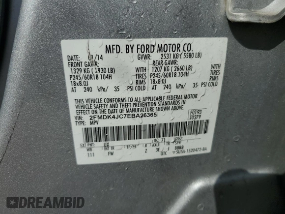 2014 Ford Edge SEL z VIN 2FMDK4JC7EBA26365, wystawiony jako Copart lot #56839515 z przebiegiem 215 209 mil mil oraz Czysty tytuł • Clean title. Historia ofert i sprzedaży dostępna na DreamBid. Obrazek 13.