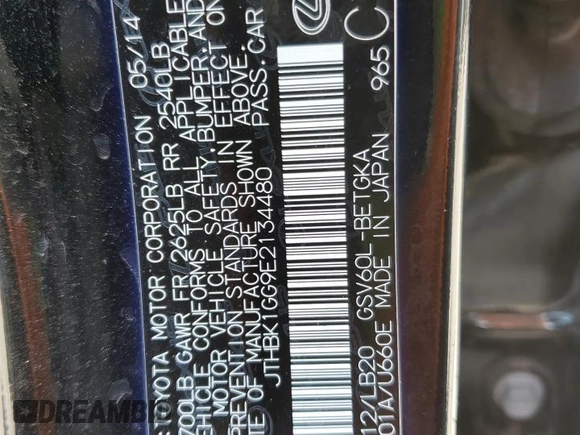 2014 Lexus ES 330 z VIN JTHBK1GG9E2134480, wystawiony jako Copart lot #51604485 z przebiegiem 77 186 mil mil oraz Szkoda całkowita • Salvage title. Historia ofert i sprzedaży dostępna na DreamBid. Obrazek 14.